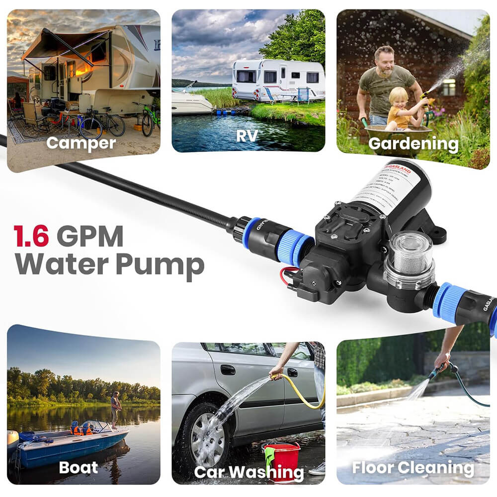 GASALND 1.6GPM 12V DC 65 PSI Water Pressure Pump Kit