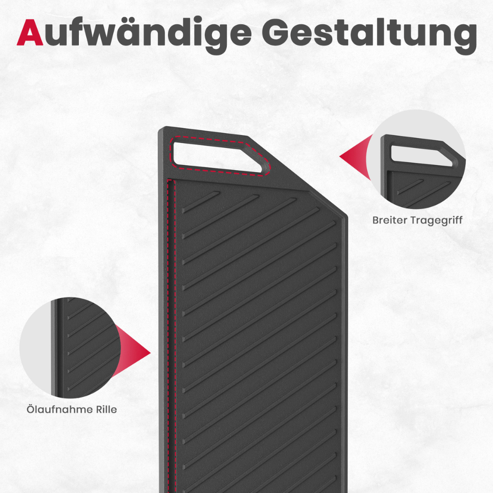 GASLAND 2-in-1 wendbarer Gusseisen-Grill/Grillplatte für Gasherd mit komfortablen Griffen, Rostfreie Beschichtung, Schwarz