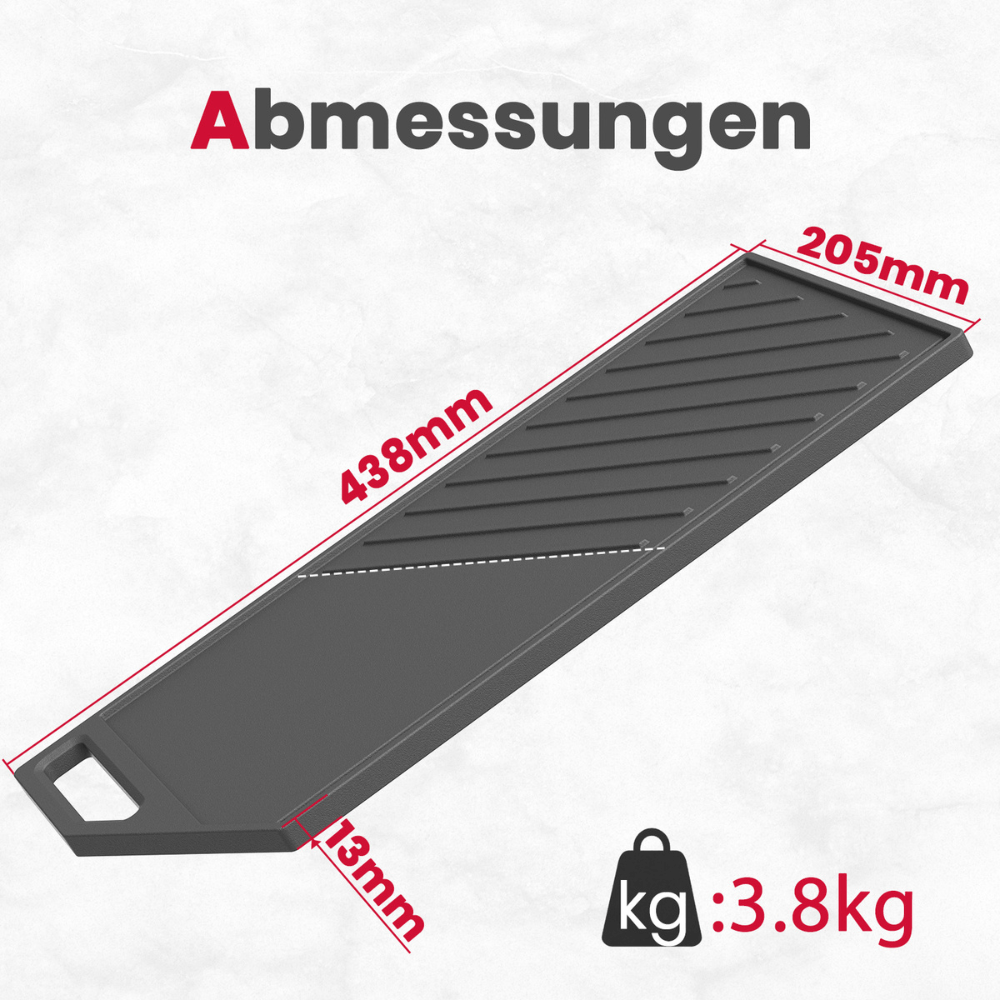 GASLAND 2-in-1 wendbarer Gusseisen-Grill/Grillplatte für Gasherd mit komfortablen Griffen, Rostfreie Beschichtung, Schwarz