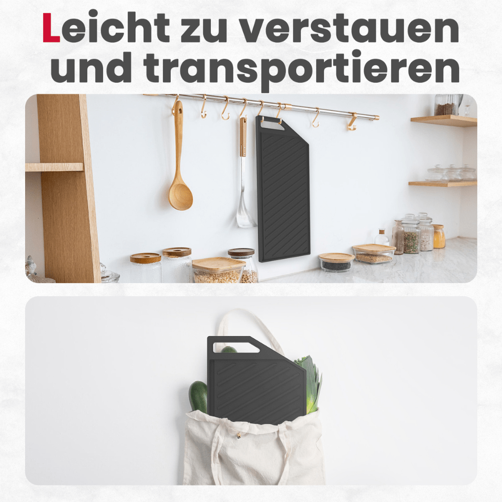 GASLAND 2-in-1 wendbarer Gusseisen-Grill/Grillplatte für Gasherd mit komfortablen Griffen, Rostfreie Beschichtung, Schwarz