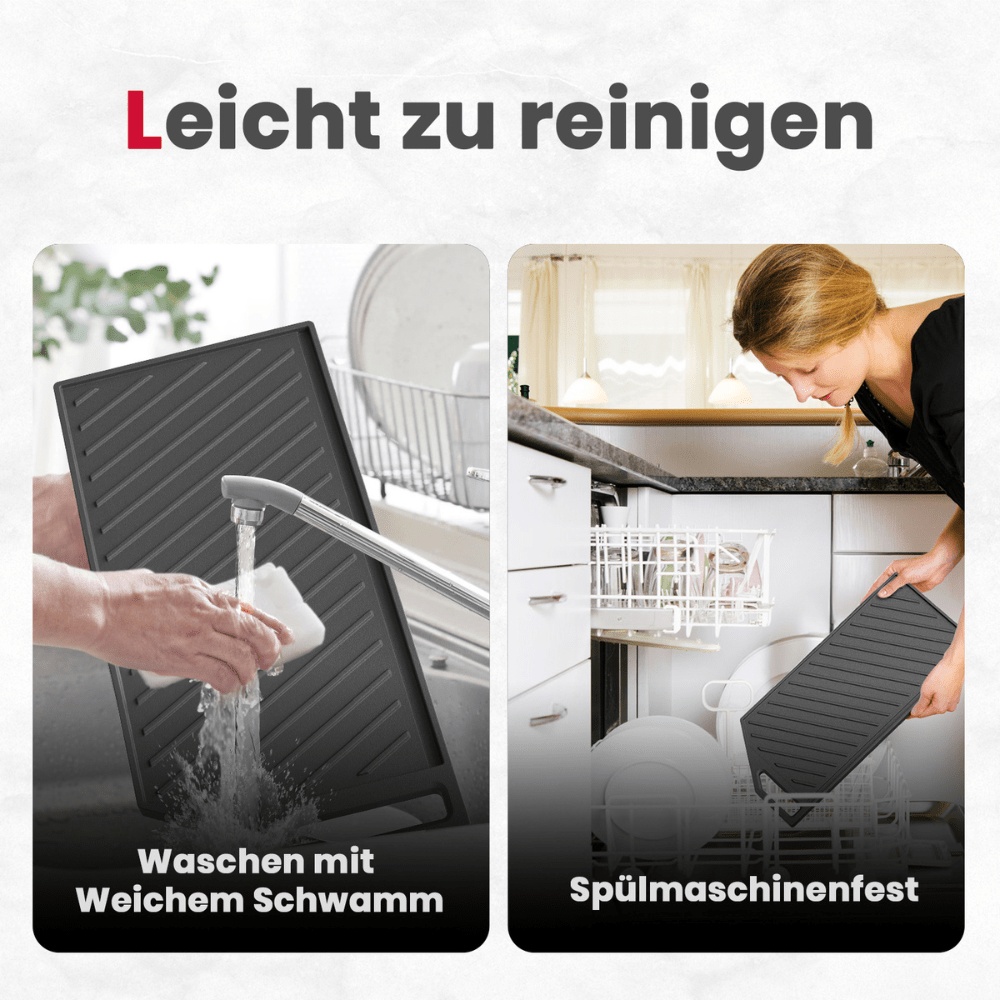 GASLAND 2-in-1 wendbarer Gusseisen-Grill/Grillplatte für Gasherd mit komfortablen Griffen, Rostfreie Beschichtung, Schwarz