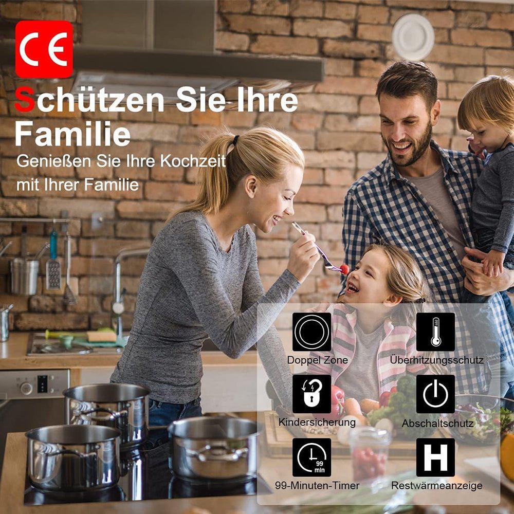 GASLAND CH603BF Glaskeramikkochfeld/ 60cm Kochfeld Elektro/Einbaukochfeld/ 3 Kochzonen/Zweifach-Zone/Kindersicherung/ 5,4kW/ Geeignet für Alle Töpfe