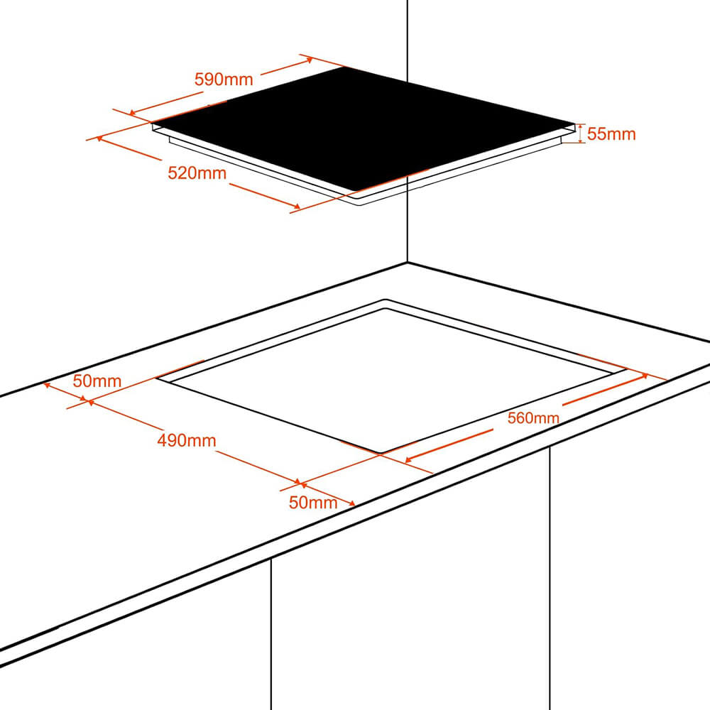 GASLAND Chef Induktions Kochfeld IH604BF 60cm 7000W Elektroherd mit 4 Boost-Zonen FlexInduktionskochfeld für BBQ Warm Up/STOP + GO-Funktion