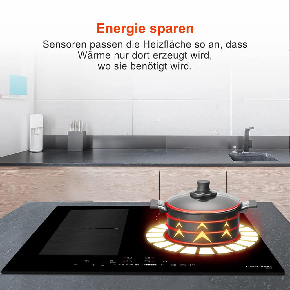 GASLAND Chef Induktions Kochfeld IH604BF 60cm 7000W Elektroherd mit 4 Boost-Zonen FlexInduktionskochfeld für BBQ Warm Up/STOP + GO-Funktion