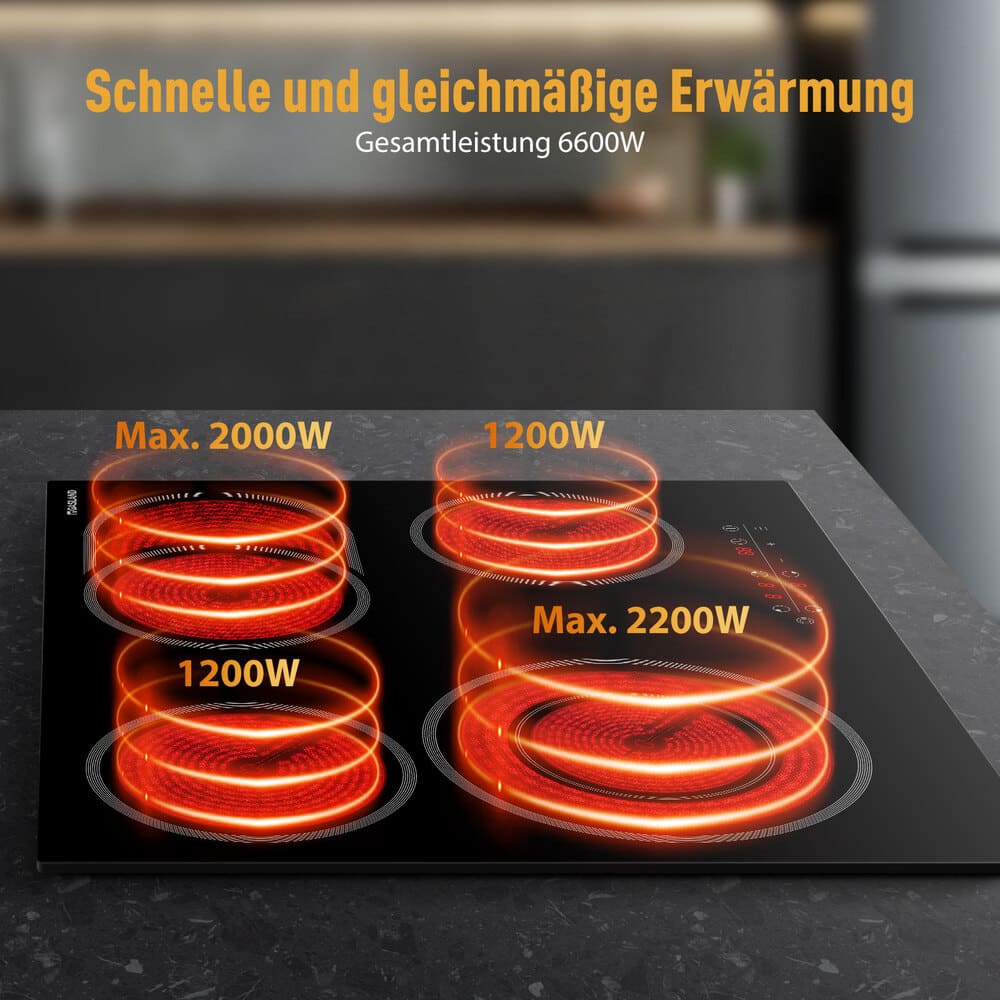 60cm Glaskeramikkochfeld - 4 Kochzonen