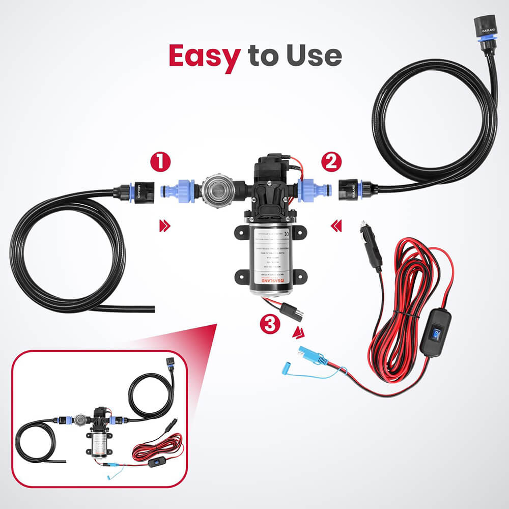 GASALND 1.6GPM 12V DC 65 PSI Water Pressure Pump Kit