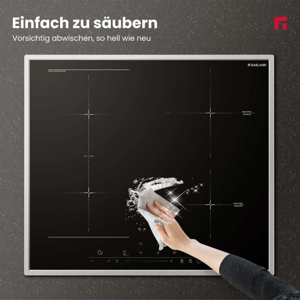 60 cm großes Induktionskochfeld mit Edelstahlrahmen